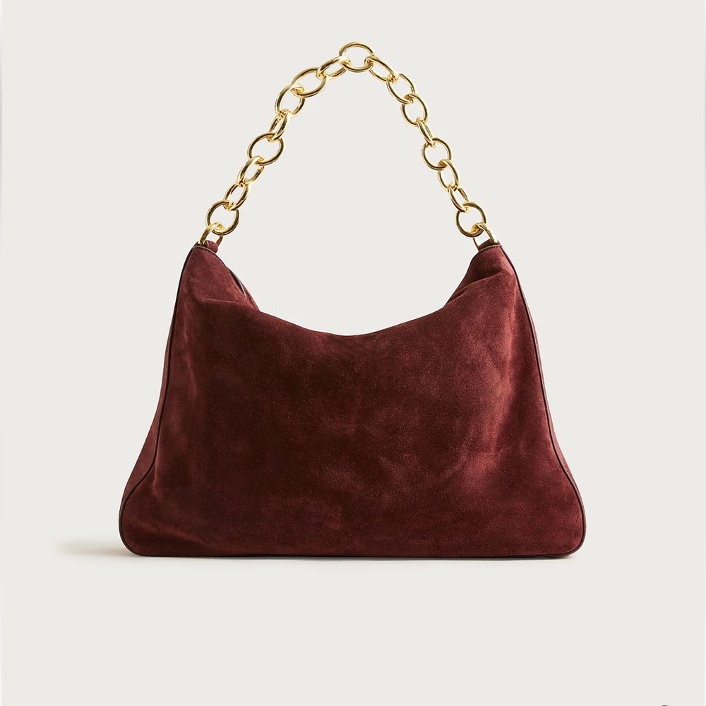 J crew Berkeley chainlink shoulder bag in suede NWT - Picture 2 of 6